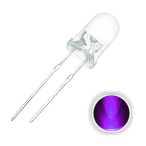 100PCS 5MM 20mA Transparent Round Ultraviolet 395nm 400nm UVPurple 2Pin LED Diode DIY Light