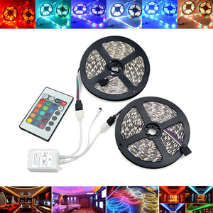 10M SMD2835 Waterproof 600 LED RGB Strip Flexible Tape Light Kit + 24 Keys Remote Controller DC12V