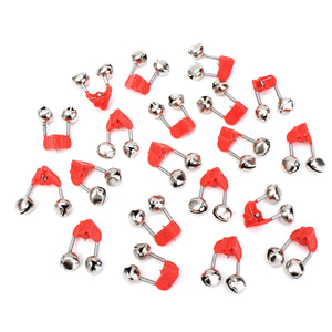 20pcs Red Night Fishing Rod Clamp Tip Clip Metal Bell + Plastic Clip Ring Fish Bait Alarm Bells