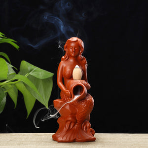 Ceramic Incense Burner Handmade Backflow Incense Stick Cone Holder Gift Decorations