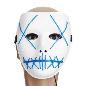 Motorcycle Halloween Horror Costume Light Up Face Mask Smiling Stitched" Rave Cosplay"