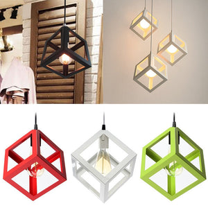 Modern E27 Metal Cube Ceiling Pendant Light Chandelier Fixtures Lamp Bar Hotel Restaurant