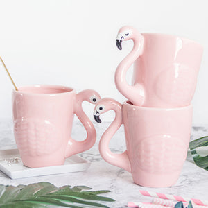 Elegant 3D Flamingo Cartoon Cup Mug Coffee Milk Ceramic Tea Holder Ladies Girls Gift