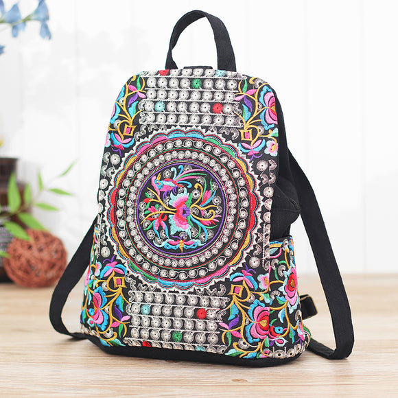 Ethnic Embroidery Flowers Bag Shoulder Bag Backpack National Style For Women