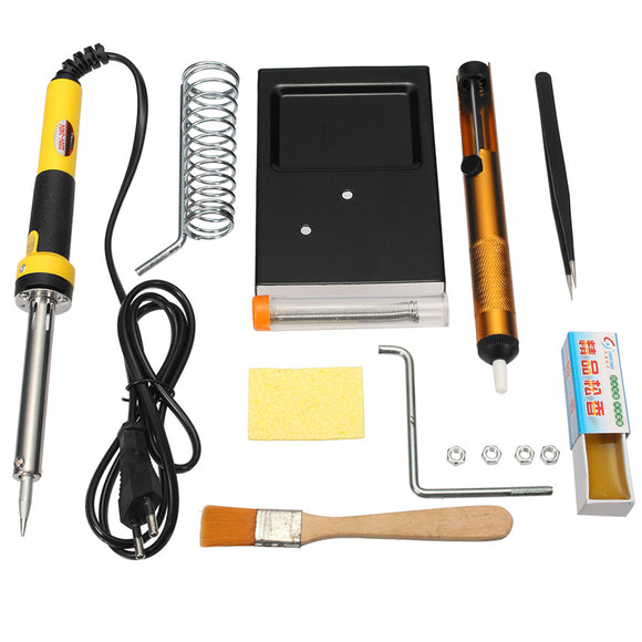 7-in-1 220V 60W SMD Electric Rework Soldering Iron Kit with Desoldering Pump Stand