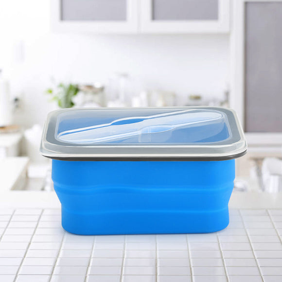 KCASA KC-FY02 Collapsible Silicone Lunch Box BPA Free Foldable Bento Food Container With Tableware