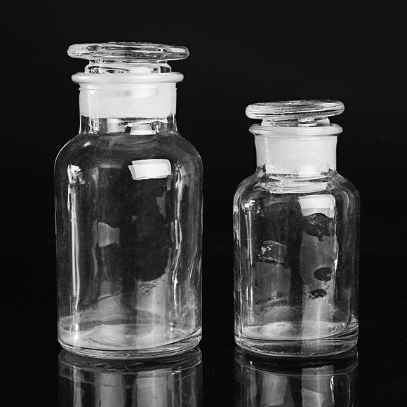 Clear Glass Wide Mouth Bottle Chemical Reagent Storage Bottle Lab Glassware 125mL 250mL