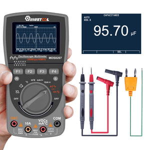 Upgraded MUSTOOL MDS8207 Intelligent 2 in 1Digital 40MHz 200Msps/S Oscilloscope 6000Counts True RMS Multimeter