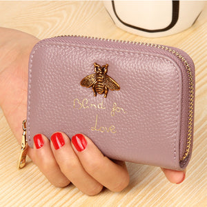 Genuine Leather Organ Card Women's Leather Wallet Multi-card Bit Zipper Purse