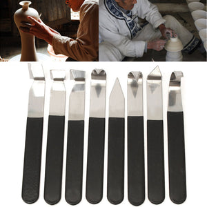 8Pcs Stainless Steel Pottery Wax Clay Carvers Carving Sculpture Hand Tools