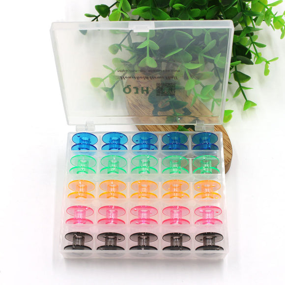 25pcs Empty Colorful Plastic Sewing Machine Bobbins Spools Brother Babylock Singer