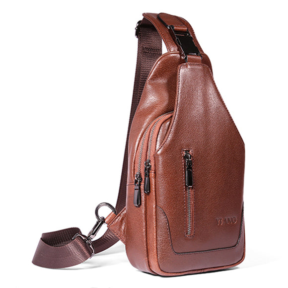 Men Genuine Leather Sling Bag Business Crossbody Shoulder Bag