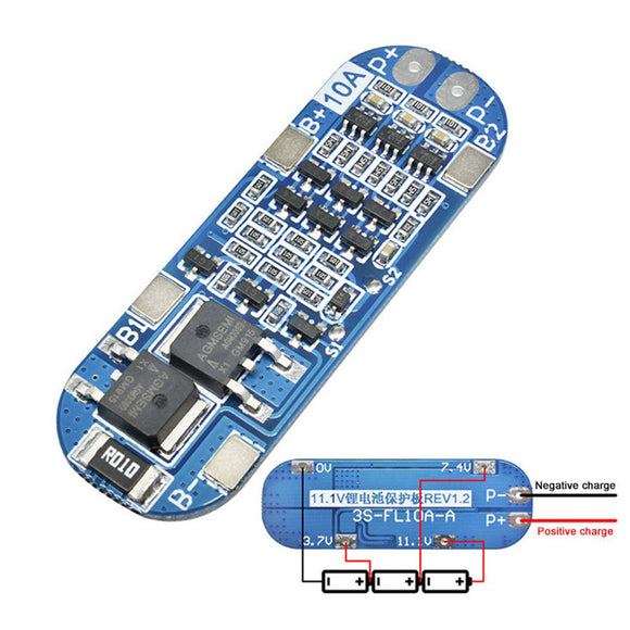 3S 10A 11.1V 12V 12.6V Lithium Battery Charger Protection Board Module for 18650 Li-ion Lipo Battery Cells BMS 3.7V