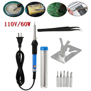 110V 60W Adjustable Electric Temperature Welding Soldering Iron Tool Kit Set