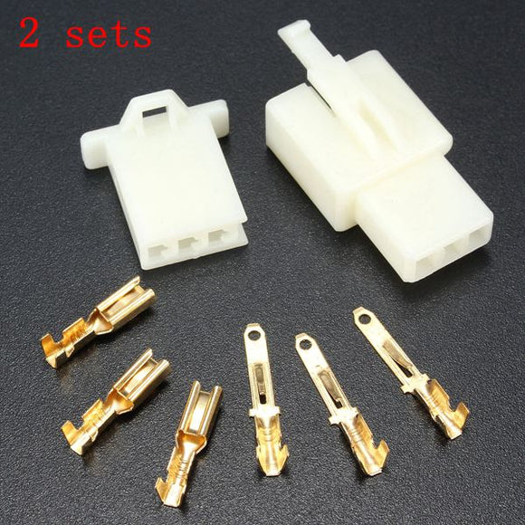 2sets 2.8mm 3 Way Motorcycle Electrical Male Female Connector Terminal Housing