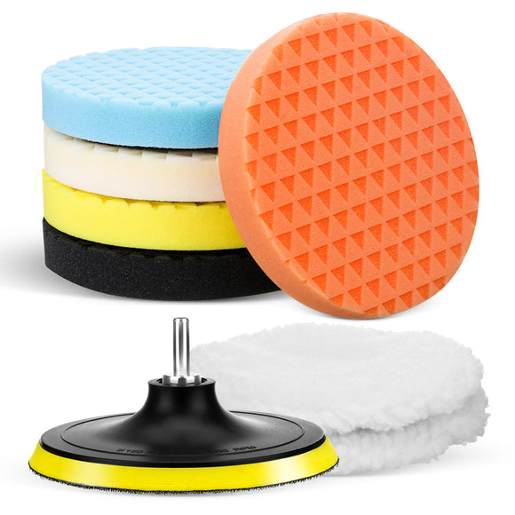 MATCC 8Pcs 6 Inch Car Polishing Pad Kit M14 Buffing Pads with Wool Bonnet Pads for Car Polisher and Household Electric Drill