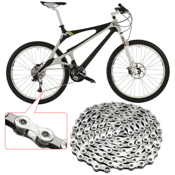 BIKIGHT Silver Steel MTB Chain 9 Speed Mountain Bike Chain 116 links for Shimano Sram