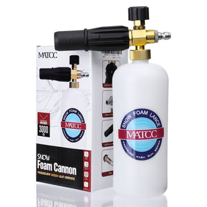 MATCC Adjustable Snow Foam Lance Washer Soap 1L Bottle High Pressure Washer Gun Foam Cannon