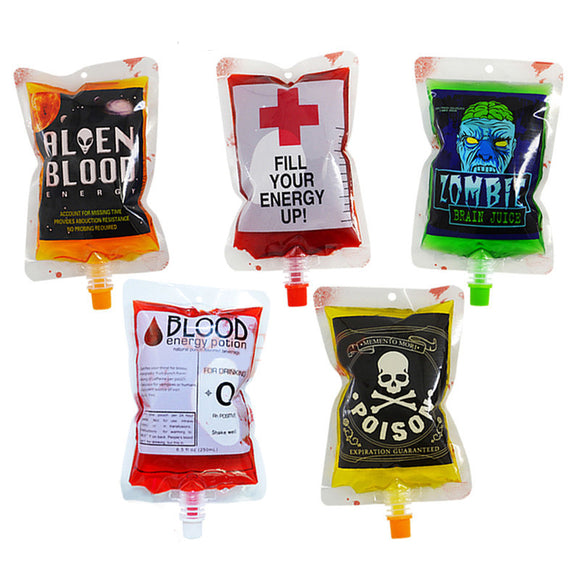 250ml PVC Reusable Blood Energy Drink Bag Halloween Pouch Props Vampire Cosplay Festive Party