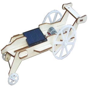 DIY Assembled Solar Wooden Toy Lunar Rover Car With Solar Plane & Motor