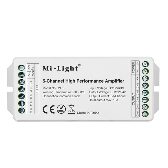 Milight PA5 DC12V-24V 15A 5-Channel RGB RGBW RGB+CCT LED Strip Controller Amplifier