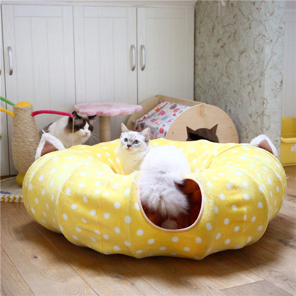 Foldable Pet Mat Tunnel Mat Pet Kitten Tunnel Suede Tubes Play Mat Scratch Crinkle Toy Sleeping Kennel