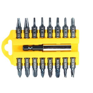 BROPPE 17Pcs 1/4 Hex Shank U/Y/Triangle/Phillips/POZI Screwdriver Bits Set with Magnetic Holder