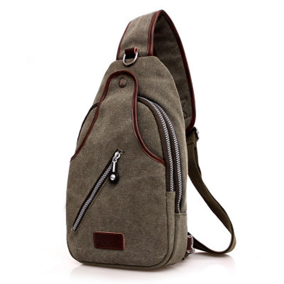 Men Canvas Casual Multi Pocket Chest Bag Outdooors Crossboby Bag