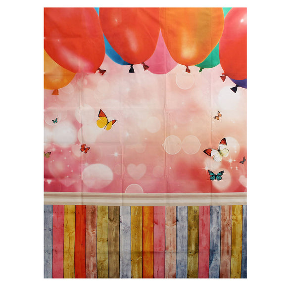 5x7FT Colorful Wood Floor Balloon Photography Backdrop Background Studio Prop