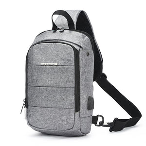 Men Oxford High-capacity Waterproof USB Chest Bag Leisure Crossbody Bag