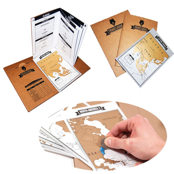 Adventure Log 8Pcs Mini Maps 1Pcs Daily Expeditionary Creative Scratch World Map Note Schedule Gift