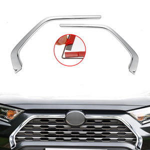 2Pcs Chrome Front Grill Grille Decorative Cover Trim Strips For Toyota Rav4 2019