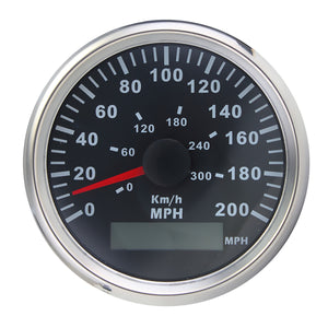 85mm GPS Speedometer Waterproof Steel Black Bezel Gauge 200MPH 300KMH