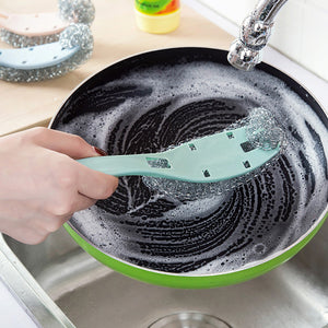 KCASA KC-CS03 Long Handle Pot Dish Bowl Steel Ball Brush Steel Wire Cleaning Dish Washing Brush