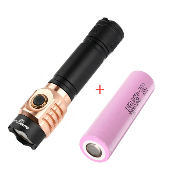 Astrolux S43S Copper 4LED 2100LM EDC Flashlight + Samsung INR18650-30Q 3000mah 20A 18650 Power Battery Flat Top Protected 18650 Battery Cell