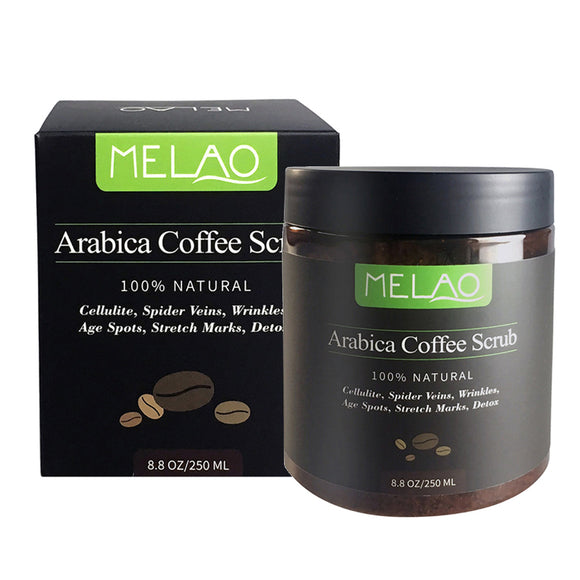 MELAO 100% Natural Arabica Coffee Body Scrub Exfoliating Anti-Cellulite Detox Stretch Marks