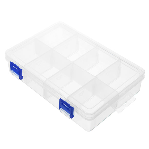 8 Grids Transparent Storage Box Double Latch Adjustable Parts Container Assortment Organizer