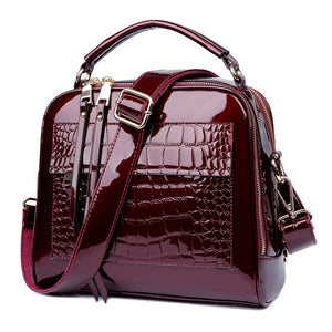 Women Patent Leather Seashell Bag Portable Diagonal Bag, Shoulder Bag Messenger Bag