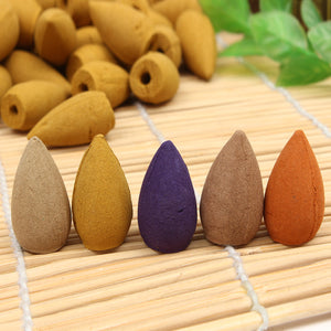 50Pcs/Bag Backflow Incense Cones Sandalwood Jasmine Lavender Wormwood Lily Fragrant Burner Cone