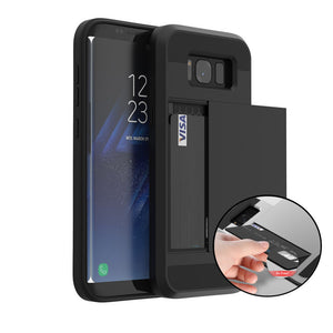 Bakeey Glide Armor Credit Card Slot Holder Hybrid PC+TPU Shockproof Case for Samsung Galaxy S8 Plus