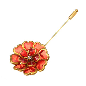 Antique Gold Plated Crystal Flower Brooch Elegant Alloy Pin Women Jewelry