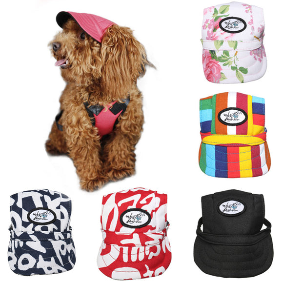 Canvas Summer Small Pet Dog Cat Baseball Visor Strap Hat Puppy Cap Sunbonnet