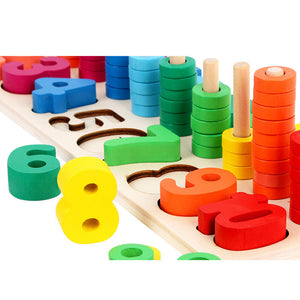 Children Wooden Learning To Count Numbers Matching Digital Shape Logarithmic Board Early Education Teaching Math Board Game Toy