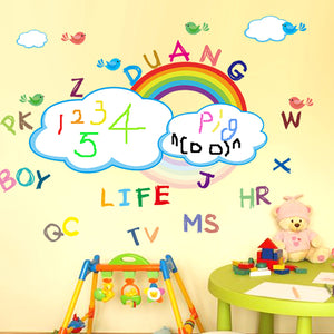 Kids Room Decor Rainbow Printable Wall Stickers Washable Rainbow White Board Wall Sticker