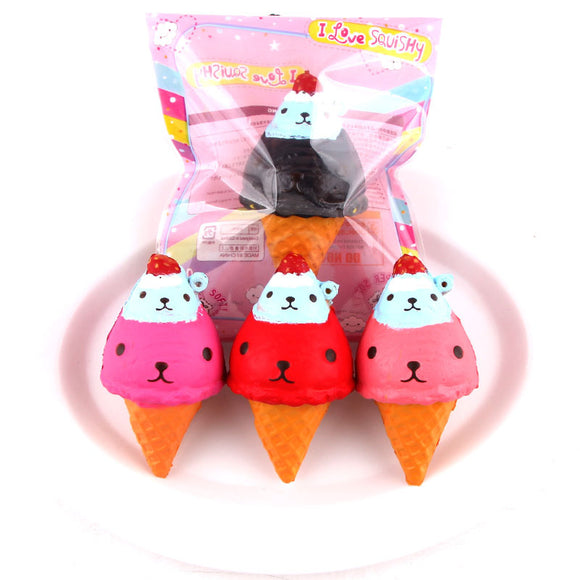 SanQi Elan Squishy Bear Ice Cream Slow Rising With Packaging Collection Gift Decor Random Color