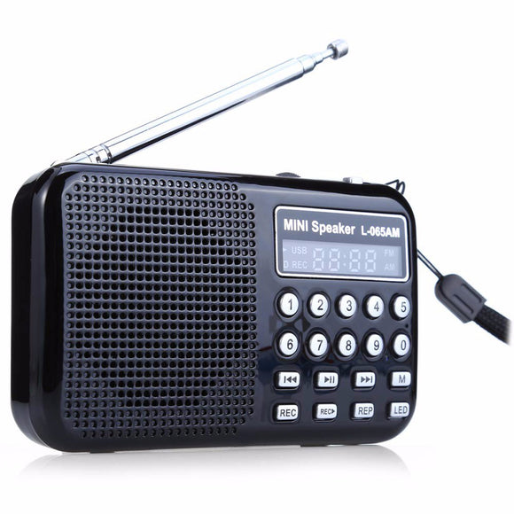 FM/AM Radio Receiver Speaker MP3 Music Player Rechargeable Mini USB + Flashlight