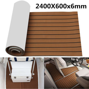 2400x600x6mm EVA Foam Brown With Black Line Boat Flooring Faux Teak Sheet Pad