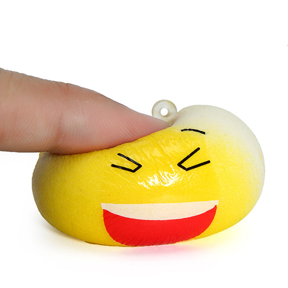 1PCS New Cute Funny Face Simulate Smashed Bean Bun Squishy Toy Stress Reliever Phone Chain