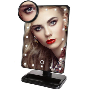 Bathroom Dresser Touch Screen 20 LED Lighted Vanity Mirrors with Removable 10x Magnifying Mirrors