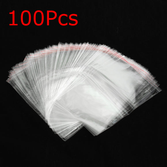 100Pcs Resealable Transparent Cellophane Opp Bag With Self Seal Strip